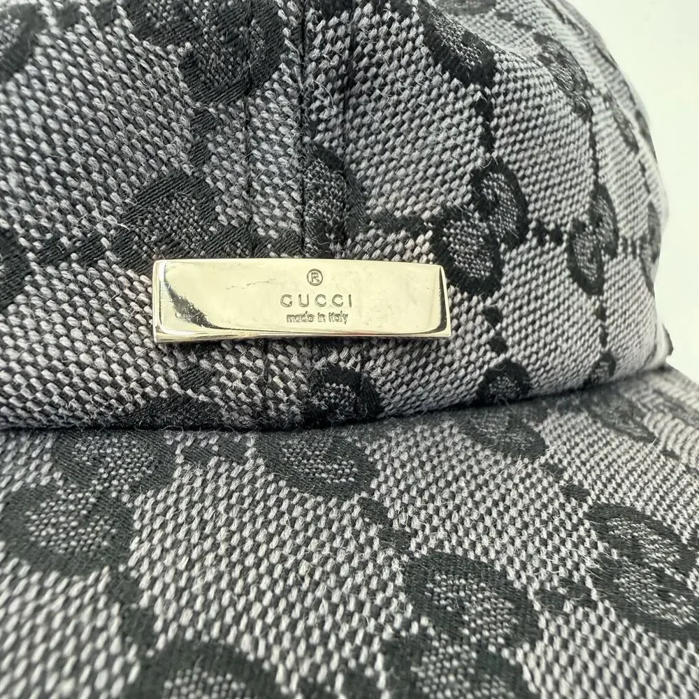 Gucci GG Canvas GG Monogram Logo Web Baseball Cap Hat Mens Large